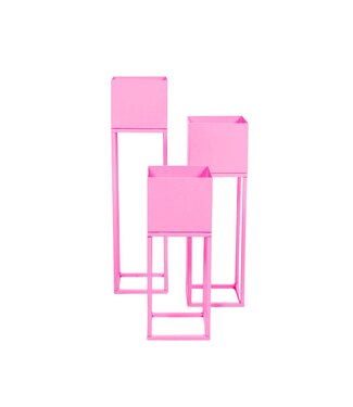 Housevitamin Plant Stand – Metal – Pink – Set of 3 – 15x15x60/50/40 cm