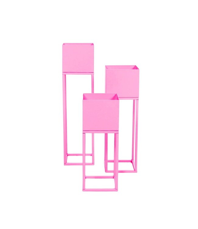 Plantenhouder - Metaal - Roze - S3 - 15x15x60/50/40cm