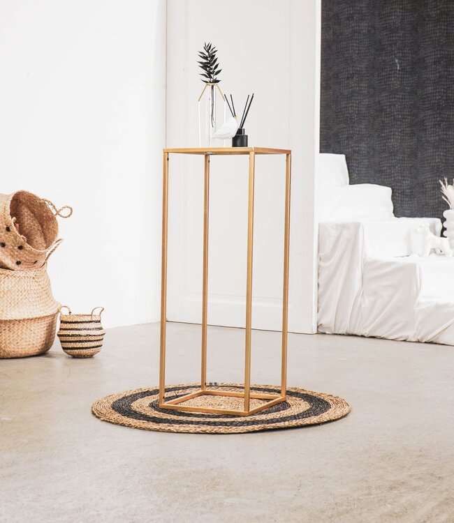 Pilaar - Metaal/Glas - Goud - 30x30x80cm