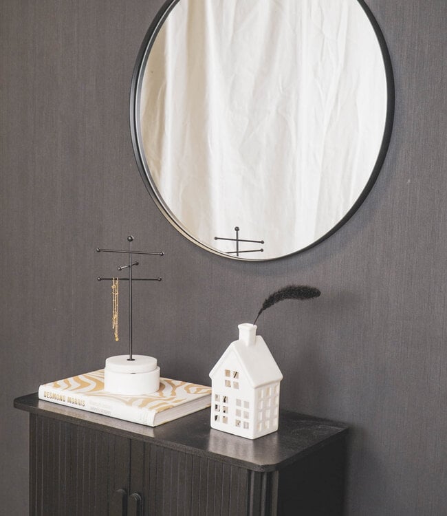 Mirror - Round - Metal - Black - 60x3x60cm