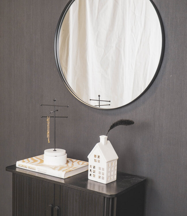 Spiegel - Rond - Metaal - Zwart - 60x3x60cm