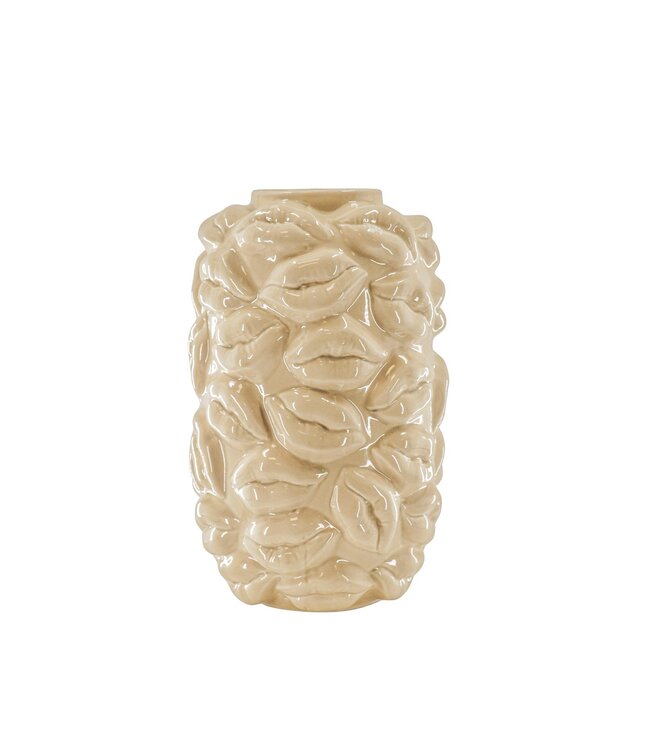 Vaas - Kusjes - Keramiek - Beige - 17x17x27cm