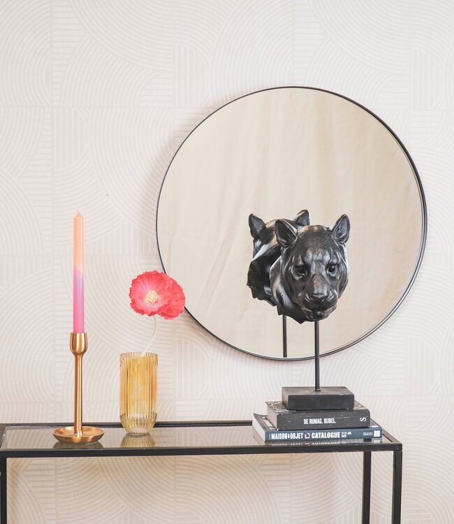Spiegel - Rond - Metaal - Zwart - 60x3x60cm