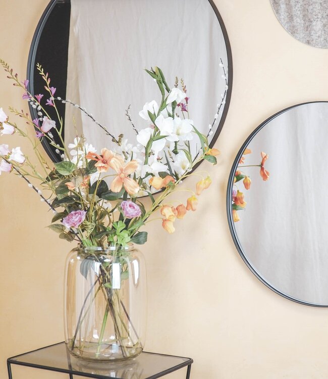 Mirror - Round - Metal - Black - 60x3x60cm