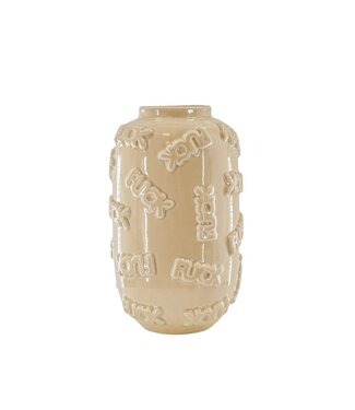 Housevitamin Vase - 'FUCK' - Ceramic - Beige - 17x17x27cm