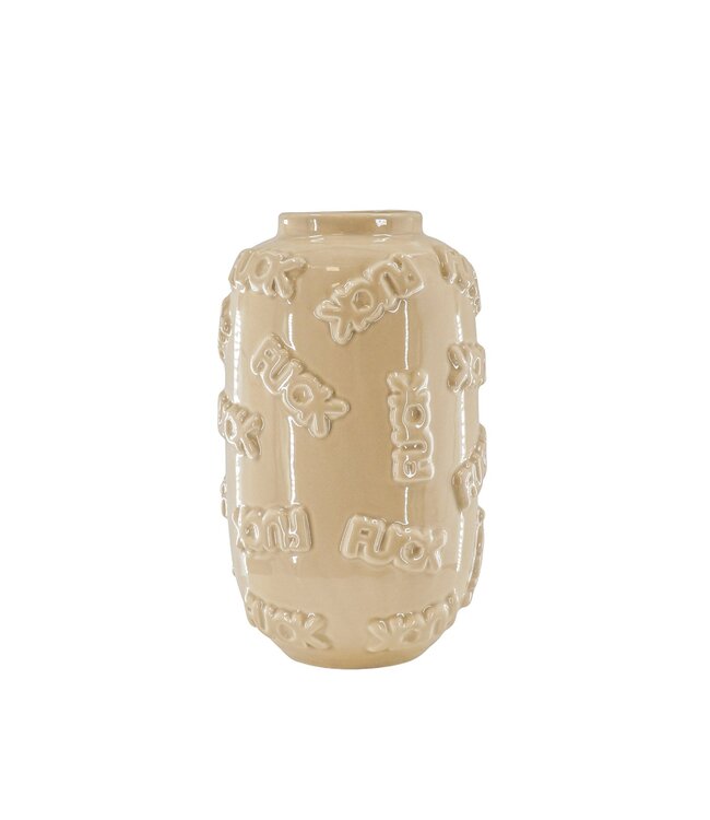 Vase - 'FUCK' - Ceramic - Beige - 17x17x27cm