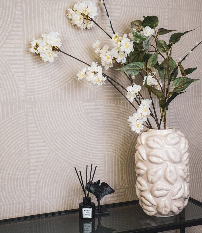 Vaas - Kusjes - Keramiek - Beige - 17x17x27cm