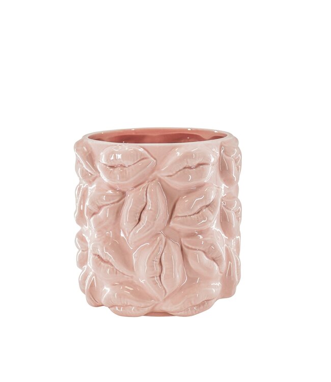 Pot - Kusjes - Keramiek - Lichtroze - 17,5x17,5x17,5cm