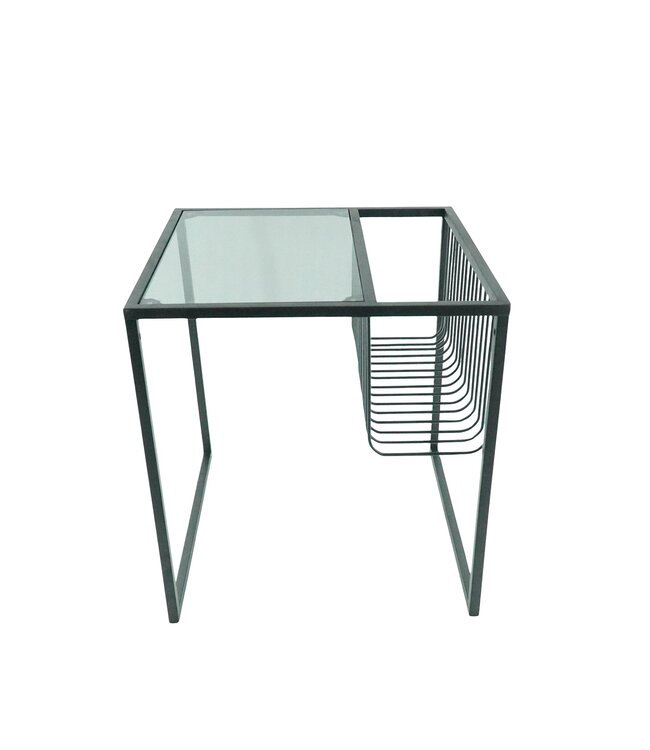 Side table - Glass table top with metal storage rack 40x40x40"