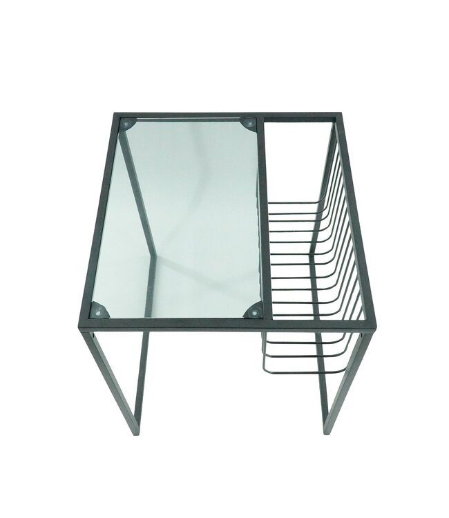 Side table - Glass table top with metal storage rack 40x40x40"