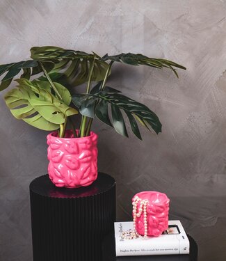 Housevitamin Pot - Kisses - Ceramic - Neon Pink - 17.5x17.5x17.5cm