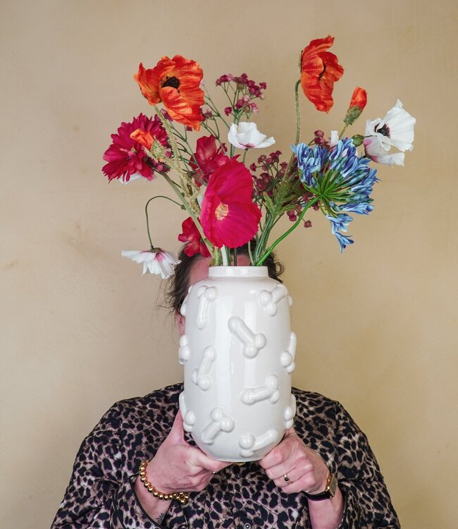 Vaas - Dick - Keramiek - Beige - 17x17x27cm