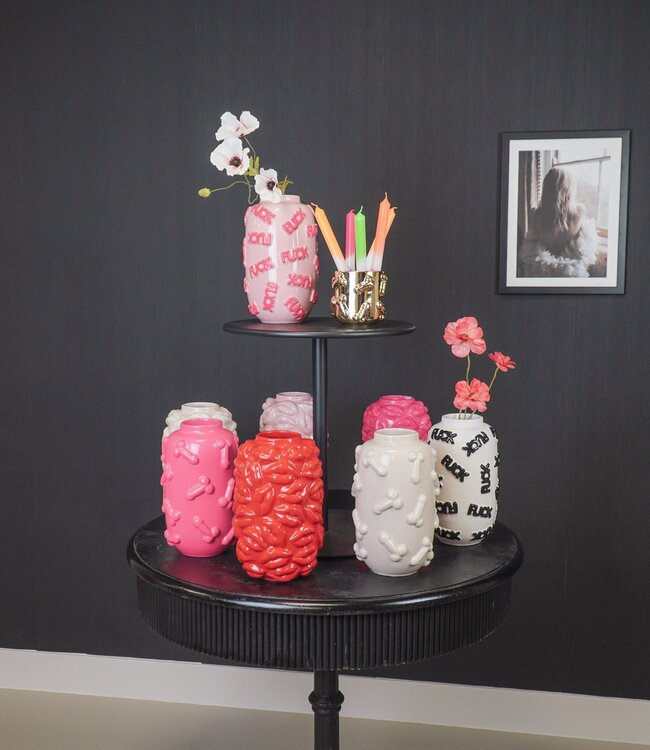 Vaas - Dick - Keramiek - Beige - 17x17x27cm