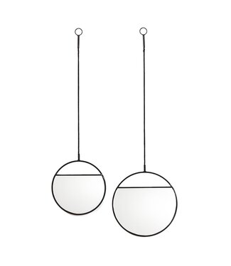 Housevitamin Spiegel - Ronde Wandspiegels - Metaal - Zwart-S2- 25x90&30x100