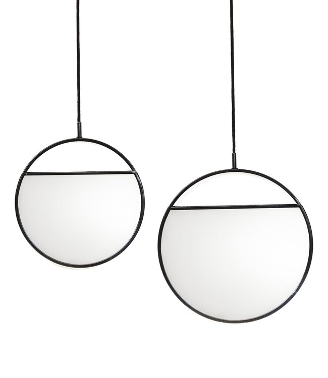 Mirror - Round Wall Mirrors - Metal - Black-S2- 25x90 & 30x100