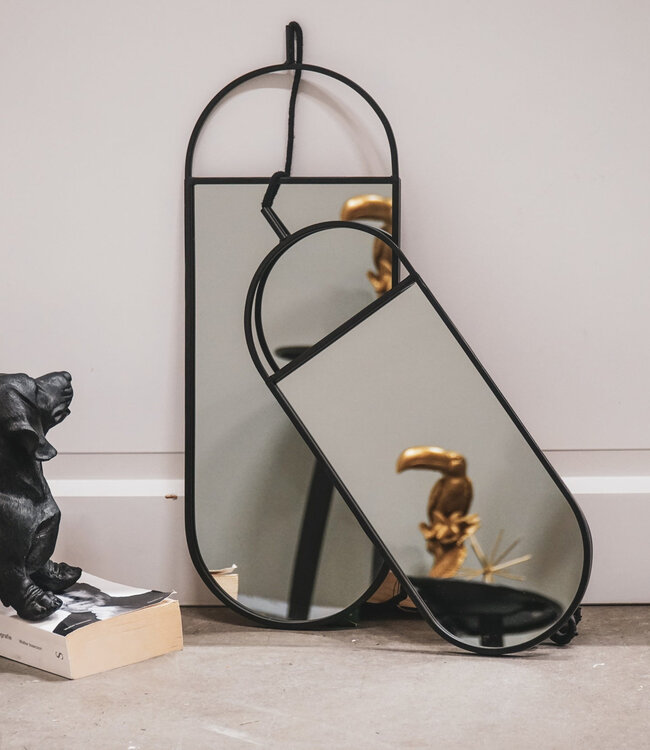 Spiegel - Ronde Wandspiegels - Metaal - Zwart - 22x60|9x50cm