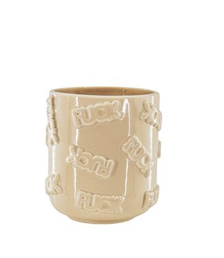Housevitamin Pot - FUCK '' - Keramiek - Beige - 17,5x17,5x17,5cm