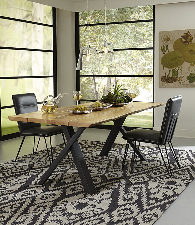 Set of 2 Modern Dining Chairs – Cobalt – Hairpin Legs