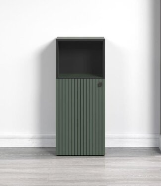 TRENDTEAM Badkameropbergkast PURE BLISS – Saliegroen/Zwart – L40 x H95 x D31 cm