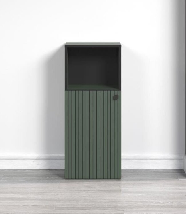 Badkameropbergkast PURE BLISS – Saliegroen/Zwart – L40 x H95 x D31 cm