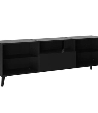 FMD Lowboard TV/Hi-Fi Unit – Black Decor – L153.5 x H52 x D31.5 cm