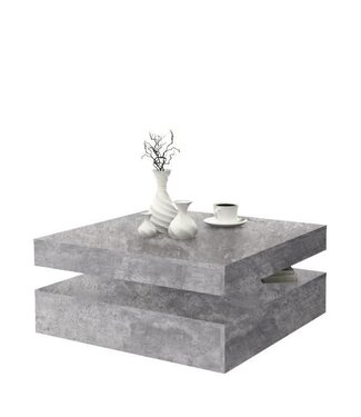 COFFEE Vierkante draaibare salontafel – Lichtgrijs betondecor – Klassiek