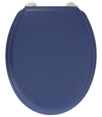 GELCO Toiletbril Dolce – Gegoten Hout & Marineblauw – RVS Scharnieren