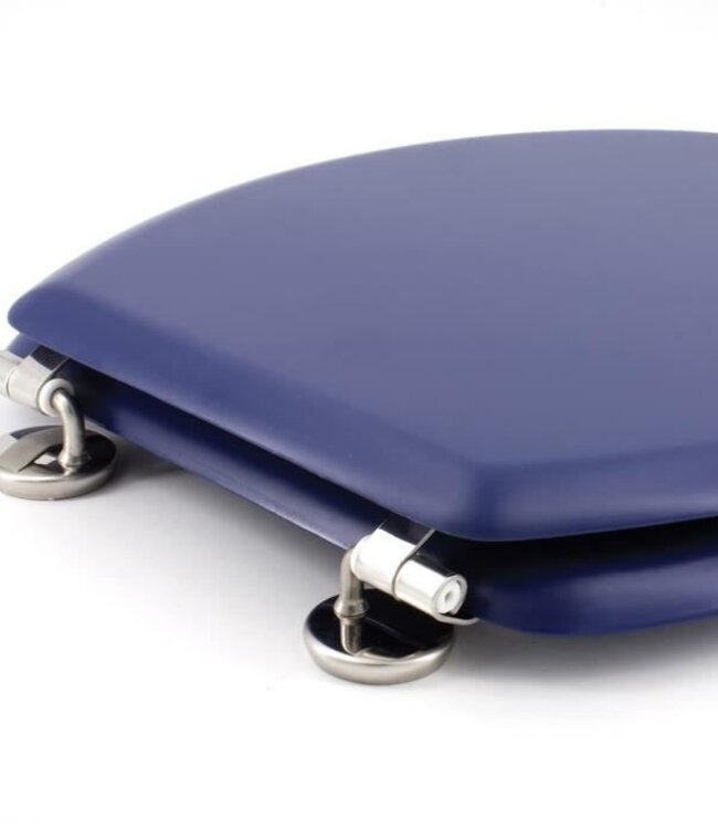 Dolce Toilet Seat – Cast Wood & Navy Blue – Stainless Steel Hinges