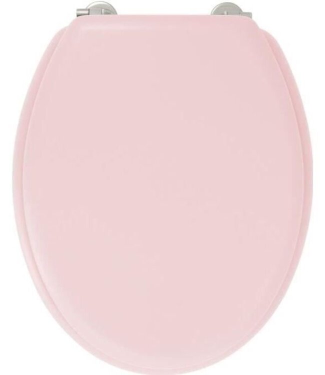 Toiletbril Dolce – Gegoten Hout & Roze Kristal – Roestvrijstalen Scharnieren