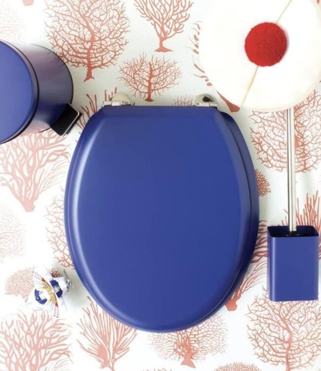 Dolce Toilet Seat – Cast Wood & Navy Blue – Stainless Steel Hinges