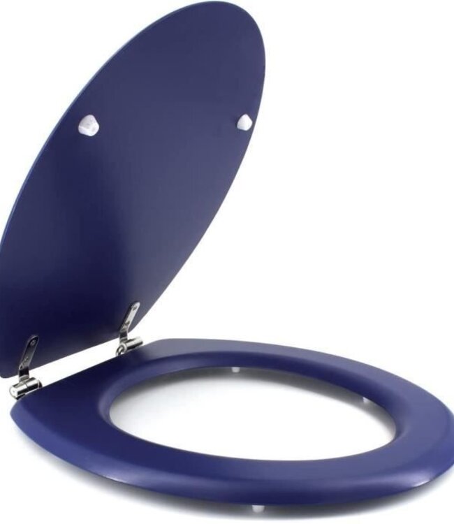 Dolce Toilet Seat – Cast Wood & Navy Blue – Stainless Steel Hinges