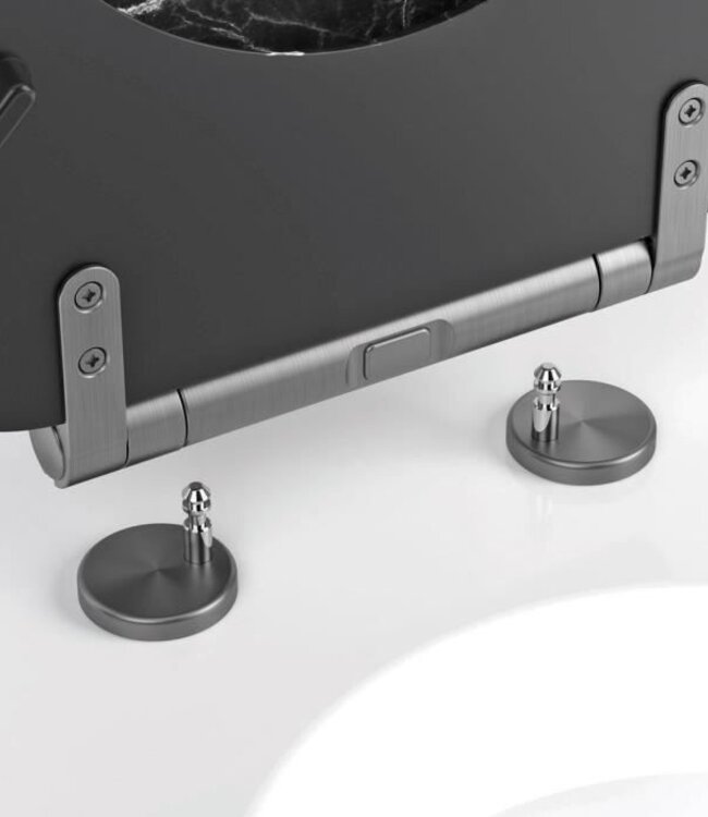 Flap Toilet Seat – Black Marble & MDF – Soft Close