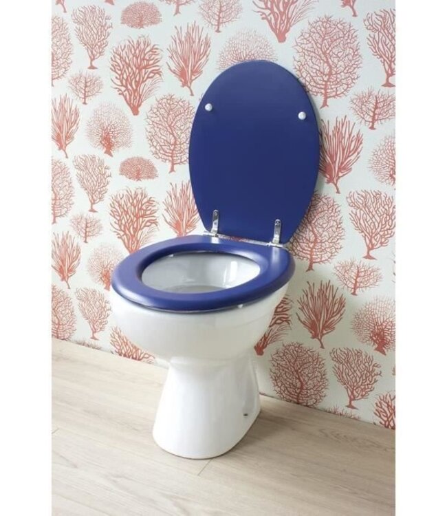 Dolce Toilet Seat – Cast Wood & Navy Blue – Stainless Steel Hinges