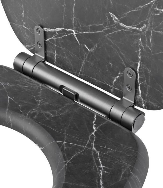 Flap Toilet Seat – Black Marble & MDF – Soft Close