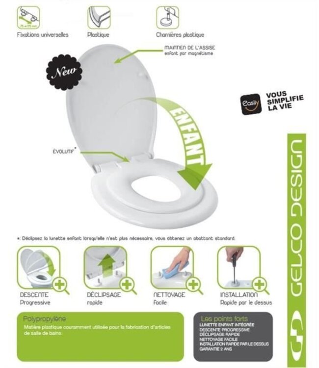 Bambino Toilet Seat – White – With Child Seat – Softclose – Universal