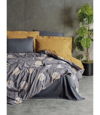 AUCUNE Dekbedovertrek Misty Grey 220x240 cm + 2 kussenslopen 60x60 cm, 100% katoen