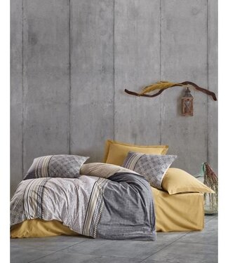 AUCUNE Dekbedovertrek Grey 220x240 cm + 2 kussenslopen 60x60 cm, 100% katoen – Grijs