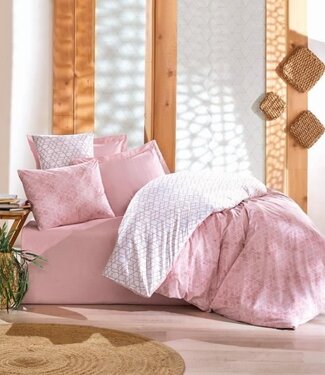 AUCUNE Dekbedovertrek Rose 220x240 cm + 2 kussenslopen 60x60 cm, 100% katoen – Roze
