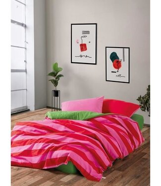 AUCUNE Dekbedovertrek Rose 220x240 cm + 2 kussenslopen 60x60 cm, 100% katoen – Roze