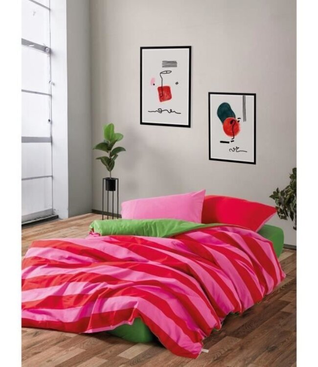 Dekbedovertrek Rose 220x240 cm + 2 kussenslopen 60x60 cm, 100% katoen – Roze