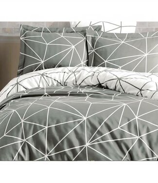 AUCUNE Dekbedovertrek Storm Grey 220x240 cm + 2 kussenslopen 60x60 cm, 100% katoen