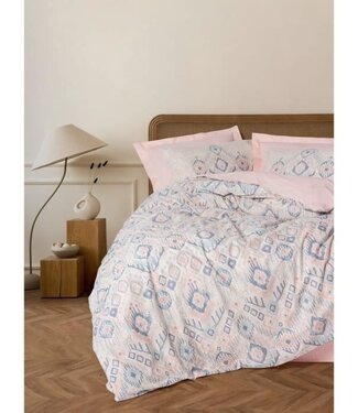 AUCUNE Dekbedovertrek Salmon Glow 220x240 cm + 2 kussenslopen 60x60 cm, 100% katoen
