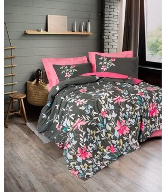 AUCUNE Dekbedovertrek Pink Blossom 220x240 cm + 2 kussenslopen 60x60 cm, 100% katoen