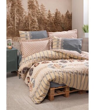 AUCUNE Dekbedovertrek Sand Beige 220x240 cm + 2 kussenslopen 60x60 cm, 100% katoen – Beige
