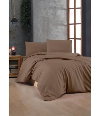 AUCUNE Dekbedovertrek Chocolate Brown 220x240 cm + 2 kussenslopen 60x60 cm, 100% katoen