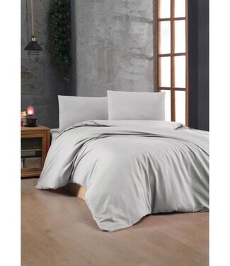 AUCUNE Dekbedovertrek Stone Grey 220x240 cm + 2 kussenslopen 60x60 cm, 100% katoen