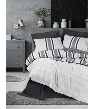 AUCUNE Dekbedovertrek Anthracite 220x240 cm + 2 kussenslopen 60x60 cm, 100% katoen – Antraciet
