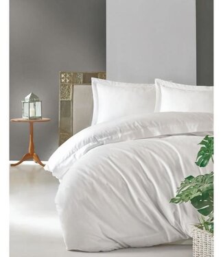 AUCUNE Dekbedovertrek Pure Satin White 220x240 cm + 2 kussenslopen 60x60 cm, 100% satijnkatoen