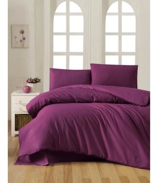 AUCUNE Beddengoedset - 1 dekbedovertrek 220 x 240 cm + 2 kussenslopen 60 x 60 cm - 100% versterkt katoen - Paars