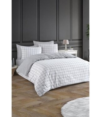 AUCUNE Dekbedovertrek Stone Grey 220x240 cm + 2 kussenslopen 60x60 cm, 65% katoen / 35% polyester